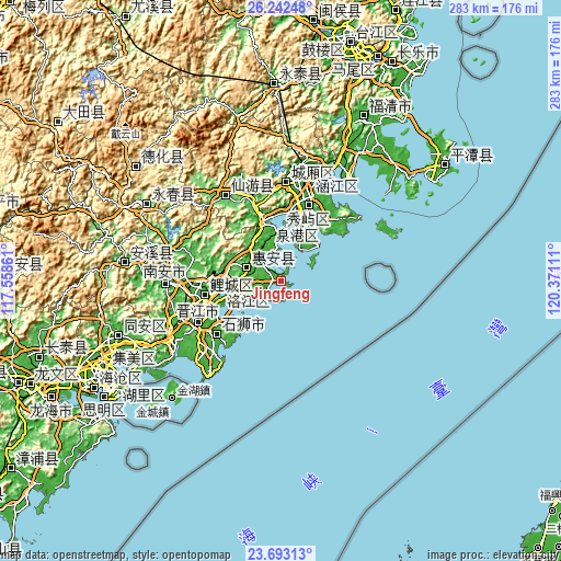 Topographic map of Jingfeng