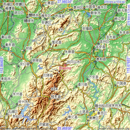 Topographic map of Xiaping