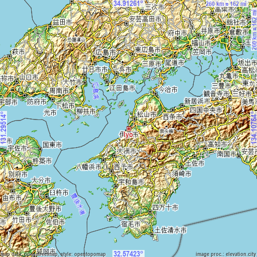 Topographic map of Iyo