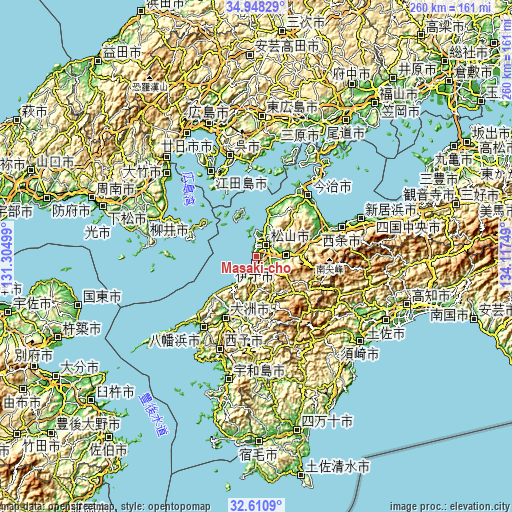 Topographic map of Masaki-chō