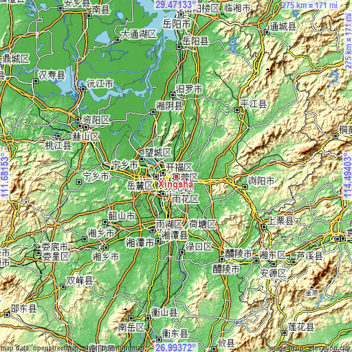 Topographic map of Xingsha