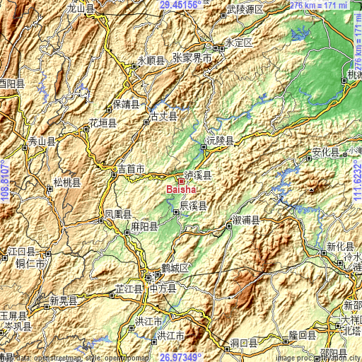 Topographic map of Baisha