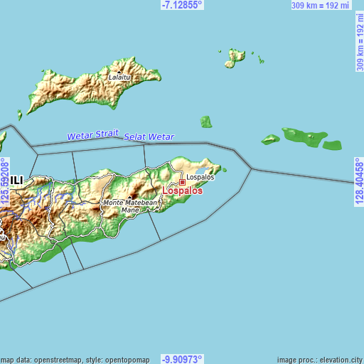 Topographic map of Lospalos