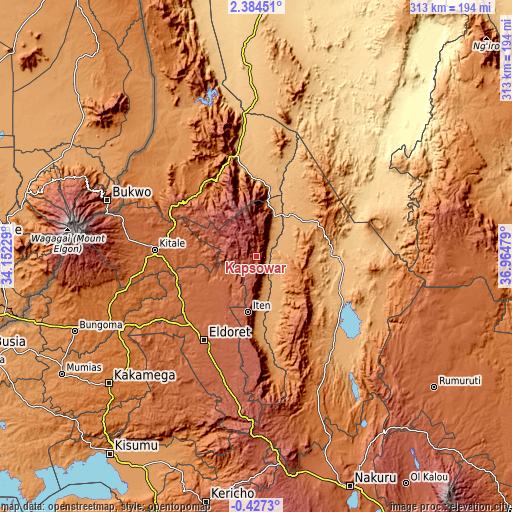 Topographic map of Kapsowar