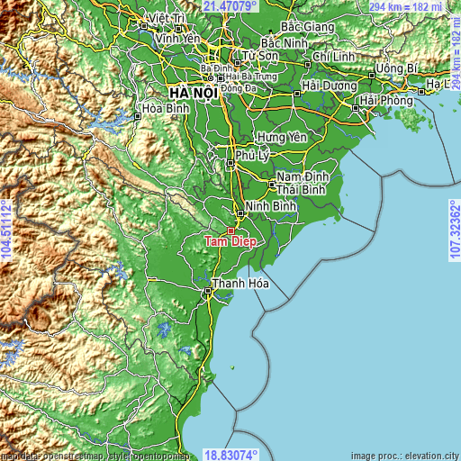 Topographic map of Tam Điệp