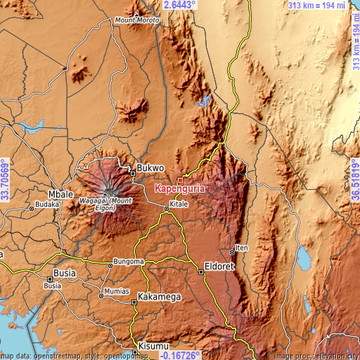Topographic map of Kapenguria