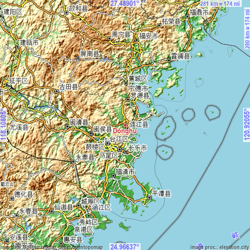 Topographic map of Donghu