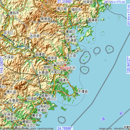 Topographic map of Houyu