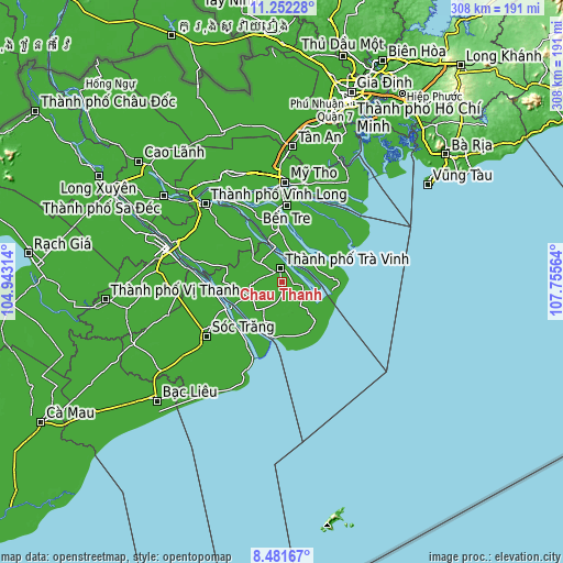 Topographic map of Châu Thành