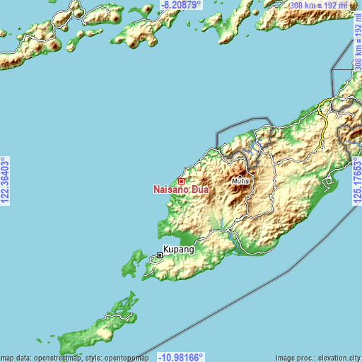 Topographic map of Naisano Dua