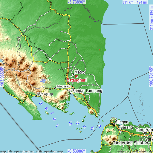 Topographic map of Batanghari