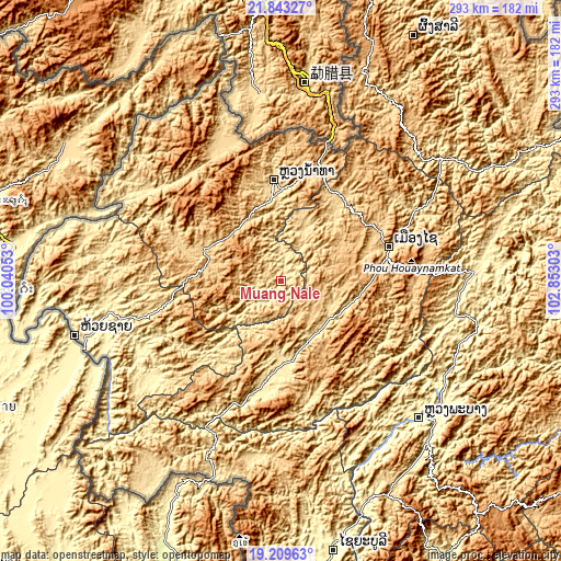 Topographic map of Muang Nalè