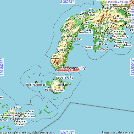 Topographic map of Landang Laum