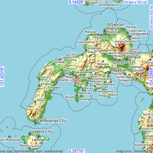 Topographic map of Batu