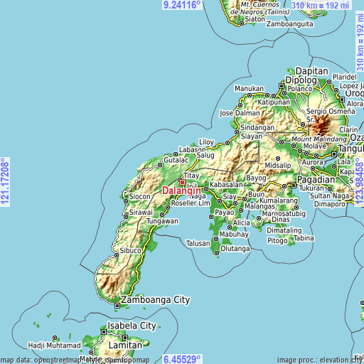 Topographic map of Dalangin