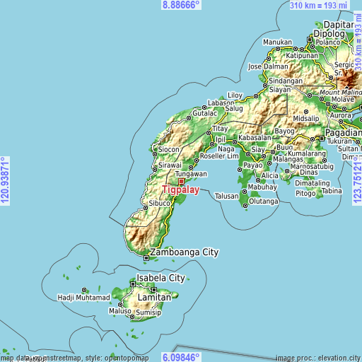 Topographic map of Tigpalay