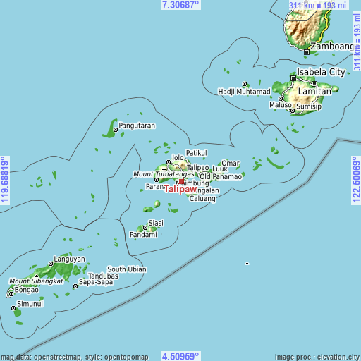 Topographic map of Talipaw