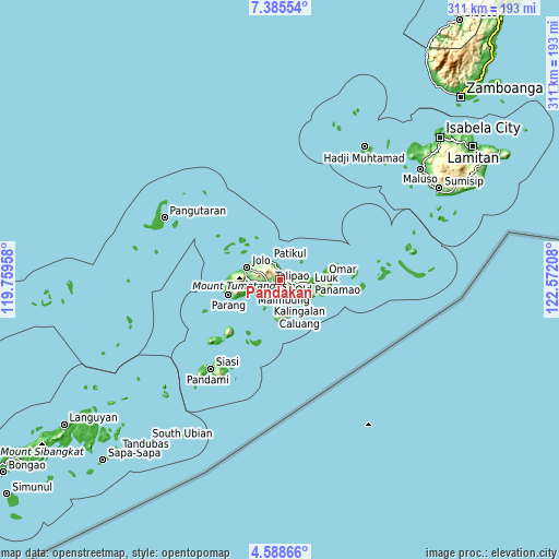 Topographic map of Pandakan