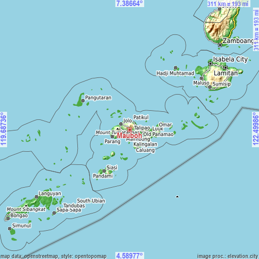 Topographic map of Mauboh