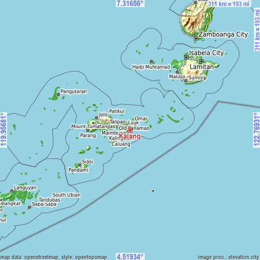 Topographic map of Kalang