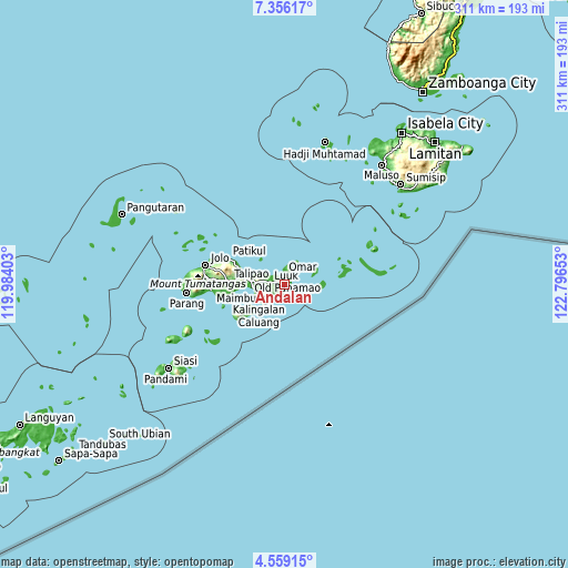 Topographic map of Andalan