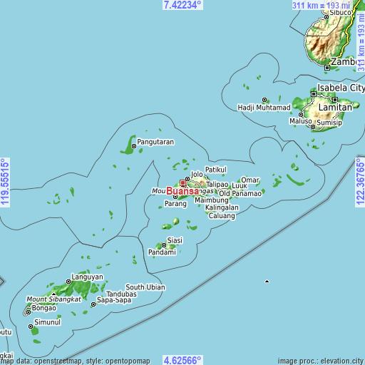 Topographic map of Buansa