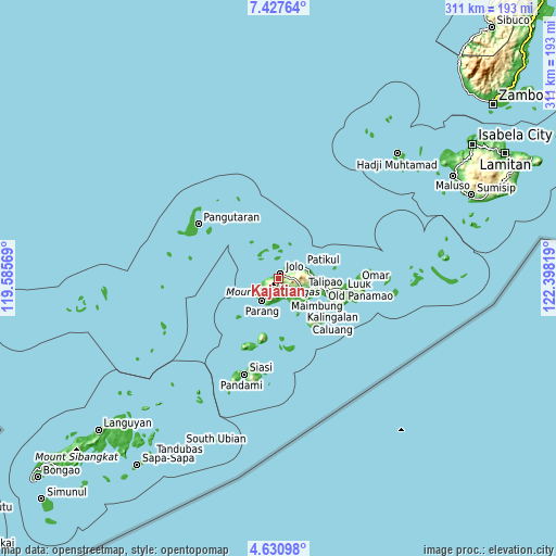 Topographic map of Kajatian