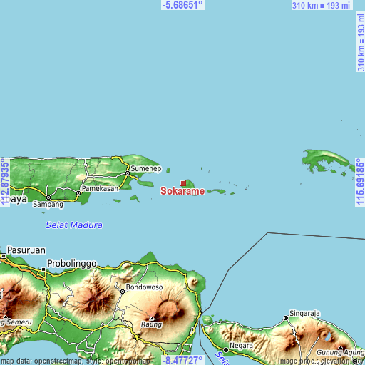Topographic map of Sokarame
