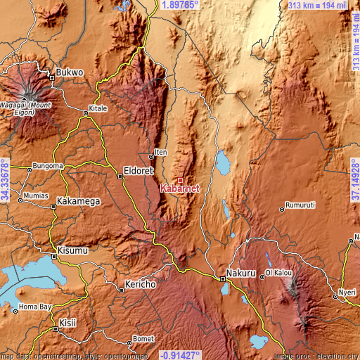 Topographic map of Kabarnet