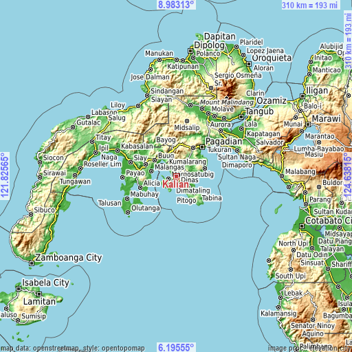 Topographic map of Kalian