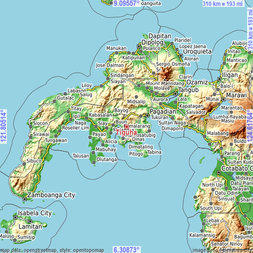 Topographic map of Tiguha