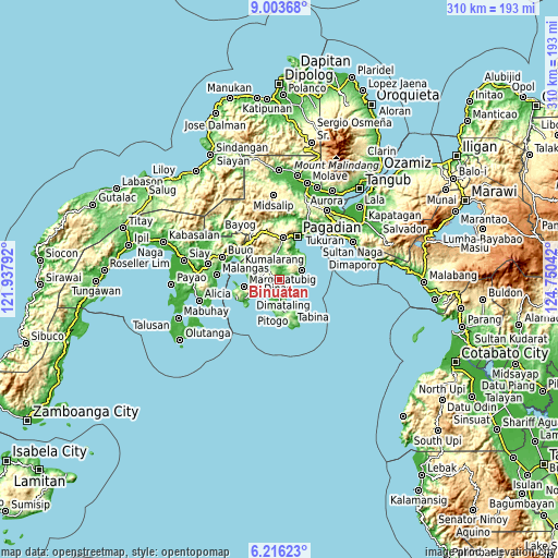 Topographic map of Binuatan