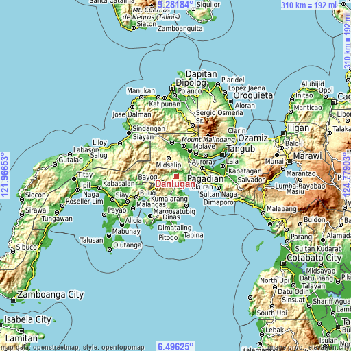 Topographic map of Danlugan