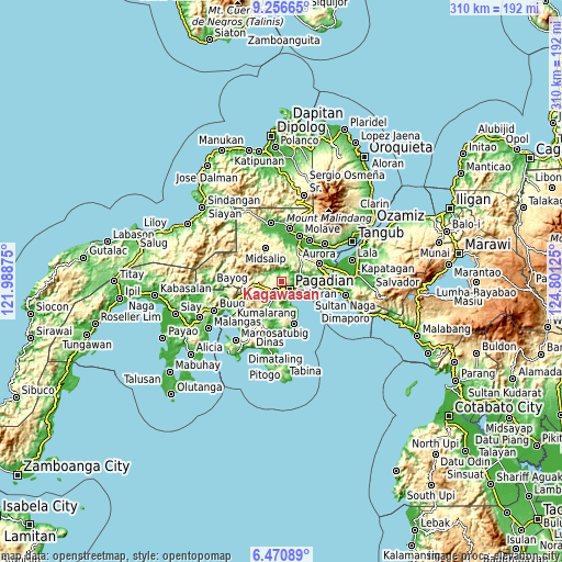 Topographic map of Kagawasan