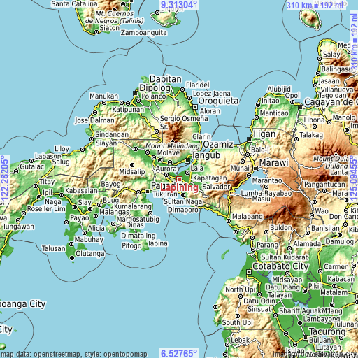 Topographic map of Lapining