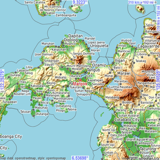 Topographic map of Margos