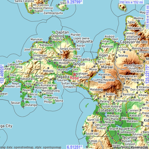 Topographic map of Rebe