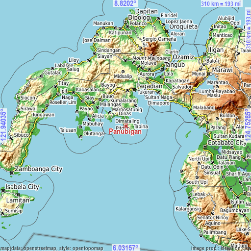 Topographic map of Panubigan