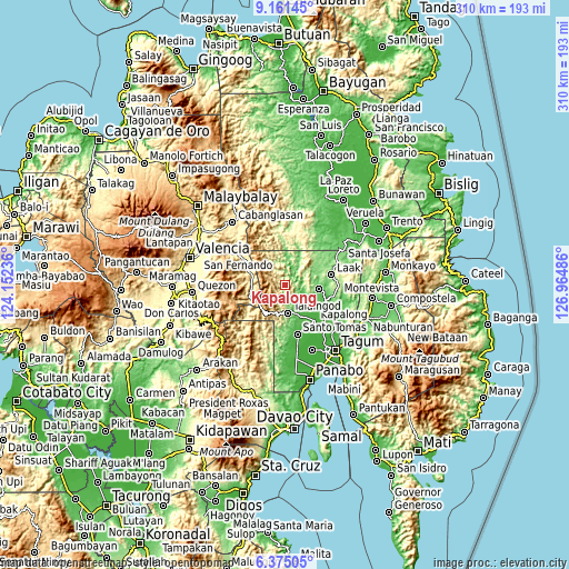 Topographic map of Kapalong