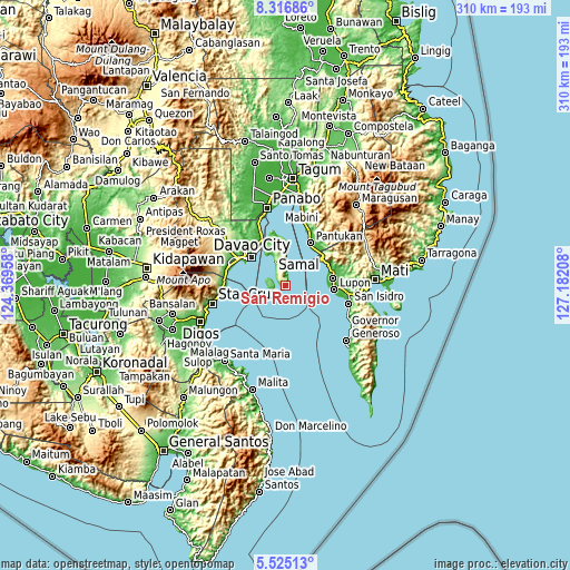 Topographic map of San Remigio