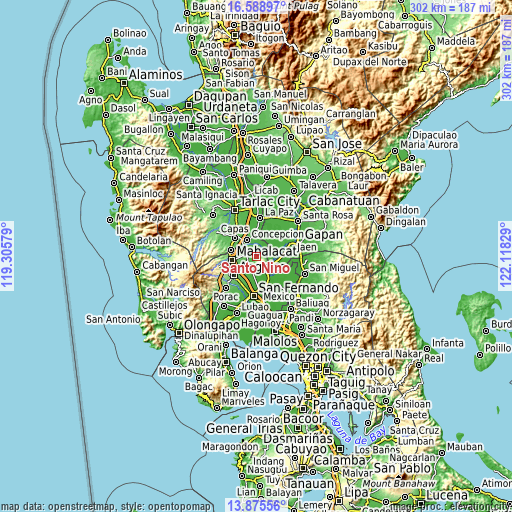 Topographic map of Santo Niño