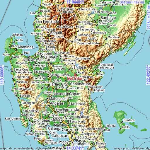 Topographic map of Del Pilar