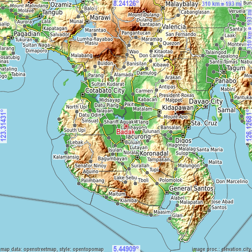 Topographic map of Badak