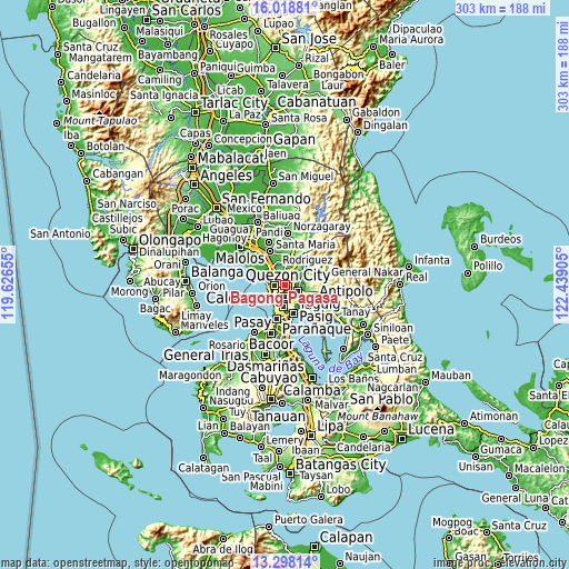 Topographic map of Bagong Pagasa