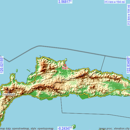 Topographic map of Kali