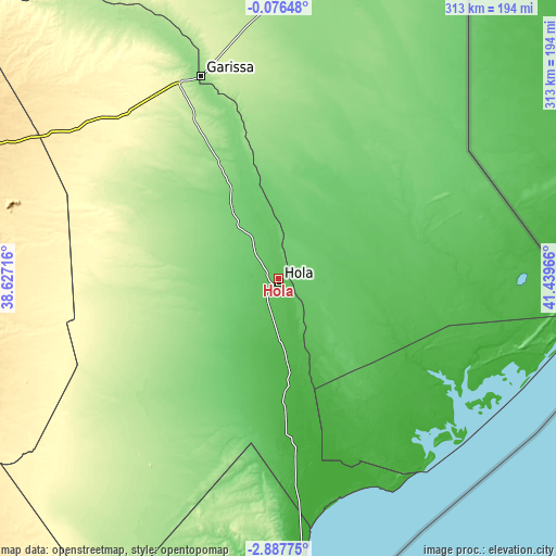 Topographic map of Hola