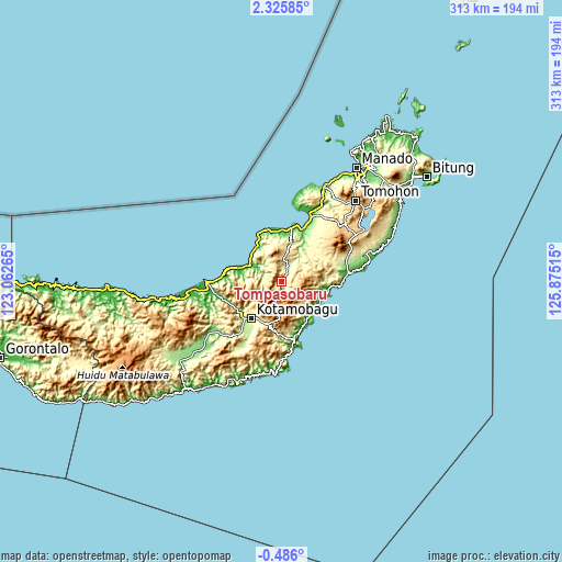 Topographic map of Tompasobaru