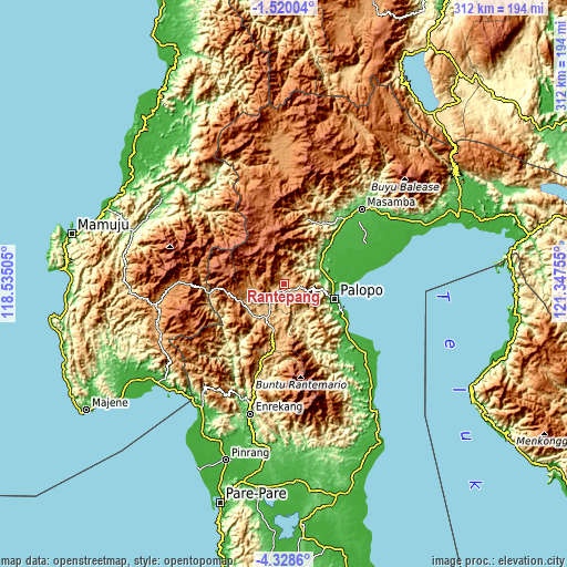 Topographic map of Rantepang