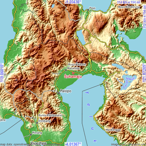 Topographic map of Sukamaju