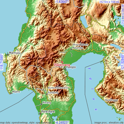 Topographic map of Walenrang